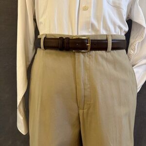 New Henry Jacobson 32x32 tan cotton twill flat front slacks
